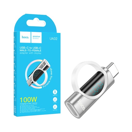 Hoco Adapter UA32 Type-C Male to Type-C Female Silver